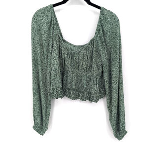 Hollister Green Floral Blouse